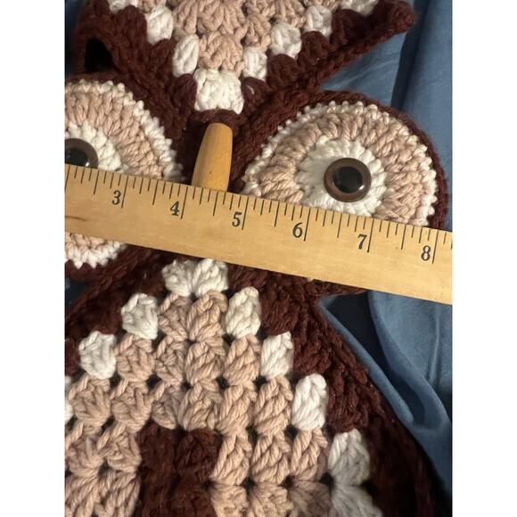 Vintage Handmade Crochet Towel Owl Holder KitschGrandma's Cottage-core Boho - Picture 4 of 6